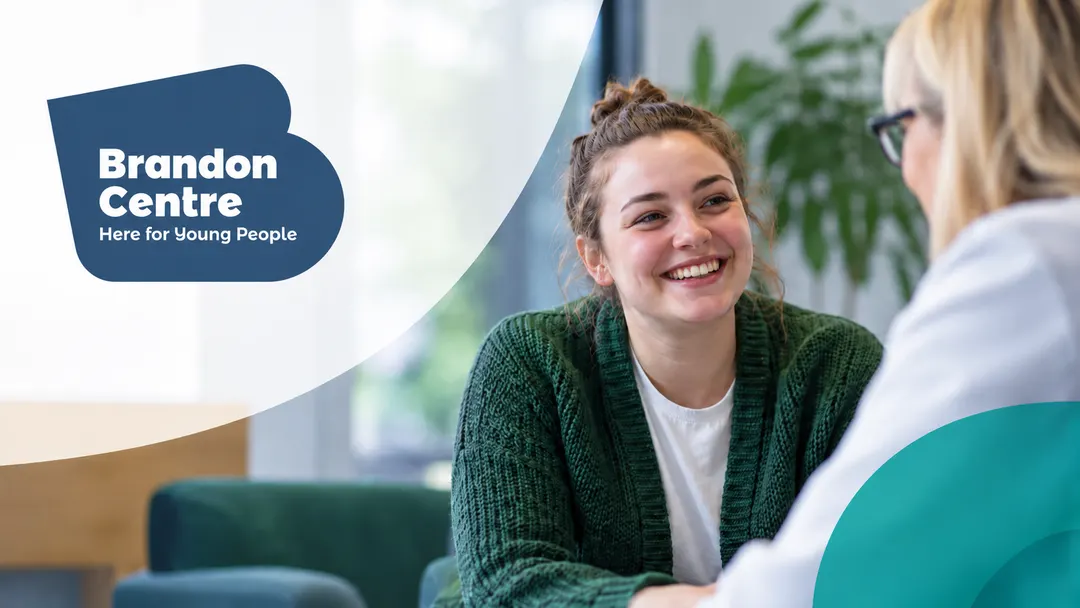 Conceptual artwork of a supportive conversation with a young person, representing the environment served by Brandon Centre; IG-Smart's work was governance support, not counselling.