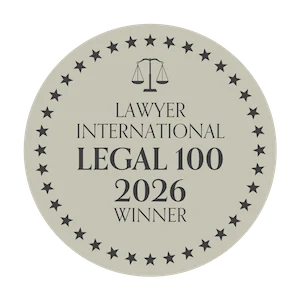 Lawyer International Legal 100 2026 Winner badge